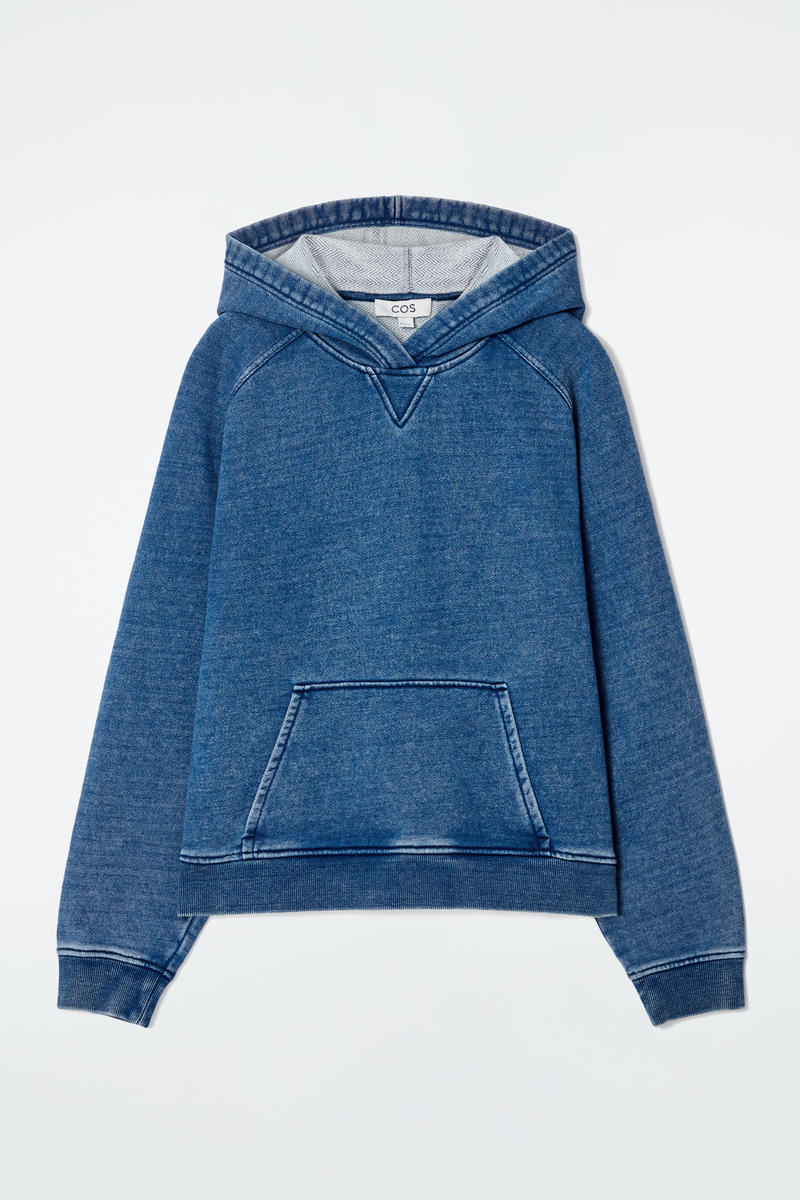 Denim-Wash Jersey Hoodie