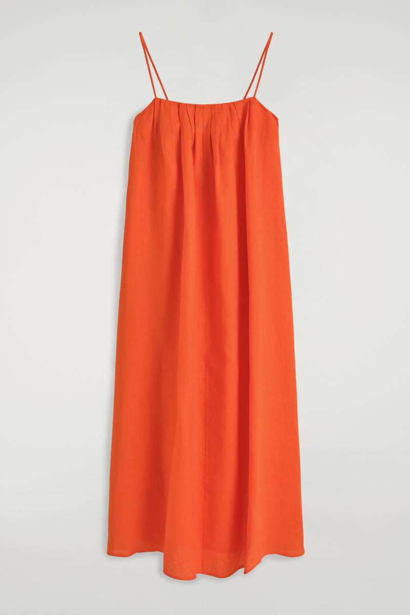 Pleated Linen Maxi Dress