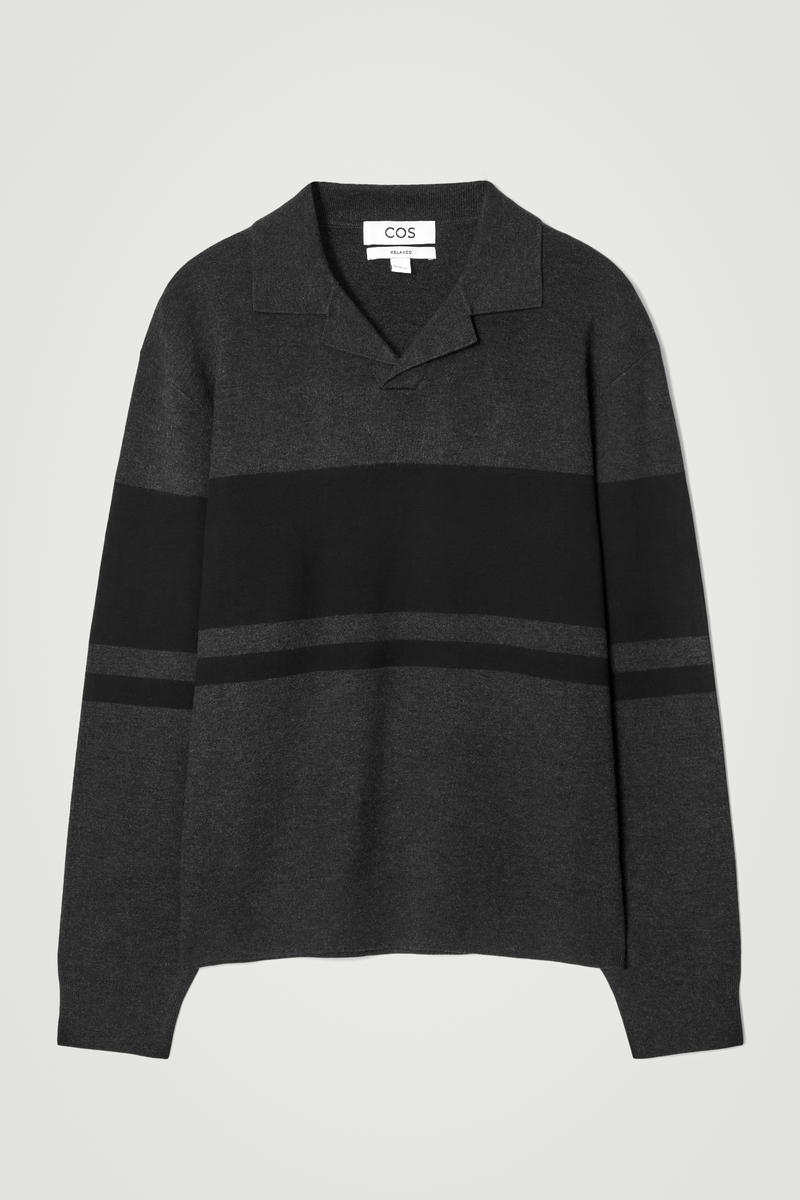 Striped Double-Faced Knitted Polo Shirt