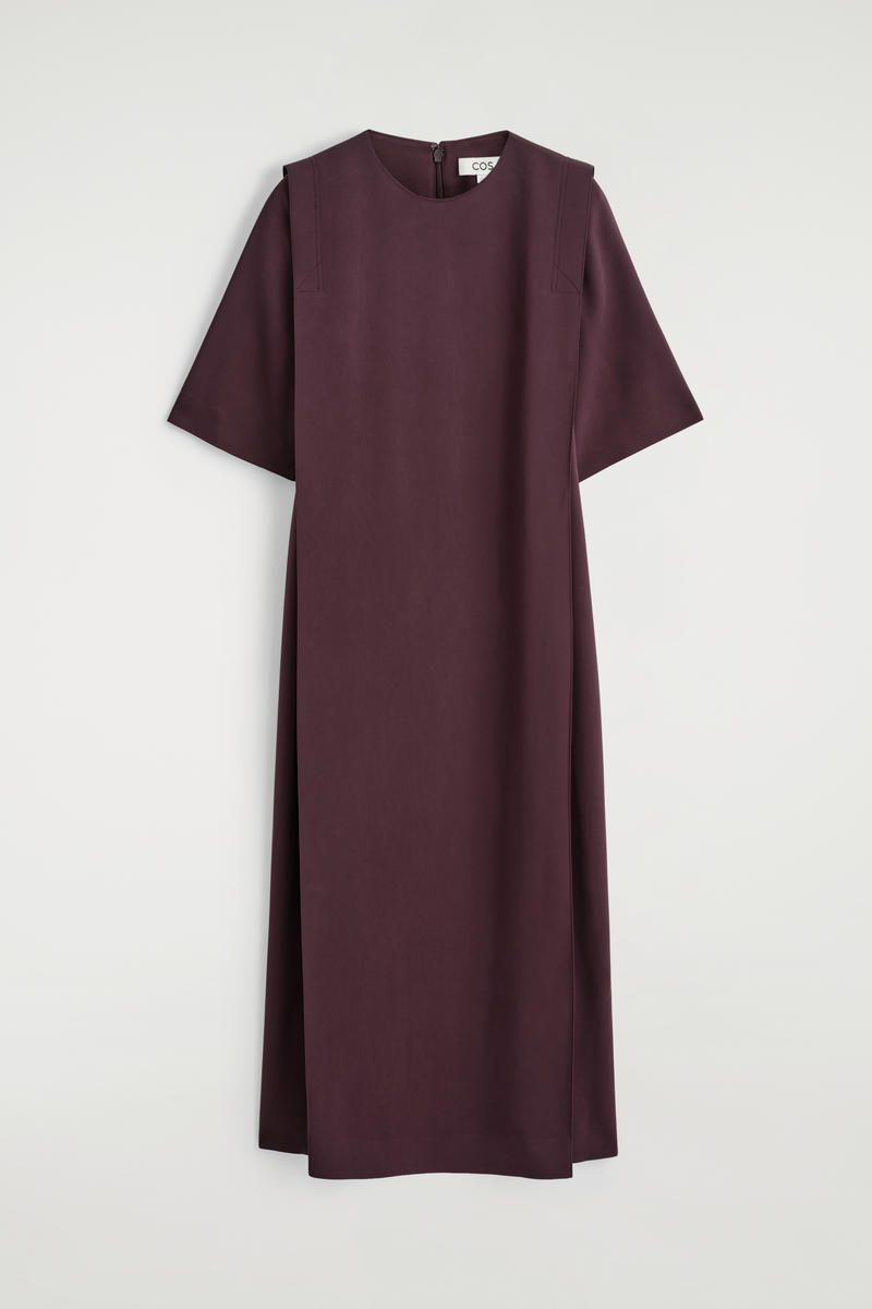 Layered Straight-Cut Midi Dress
