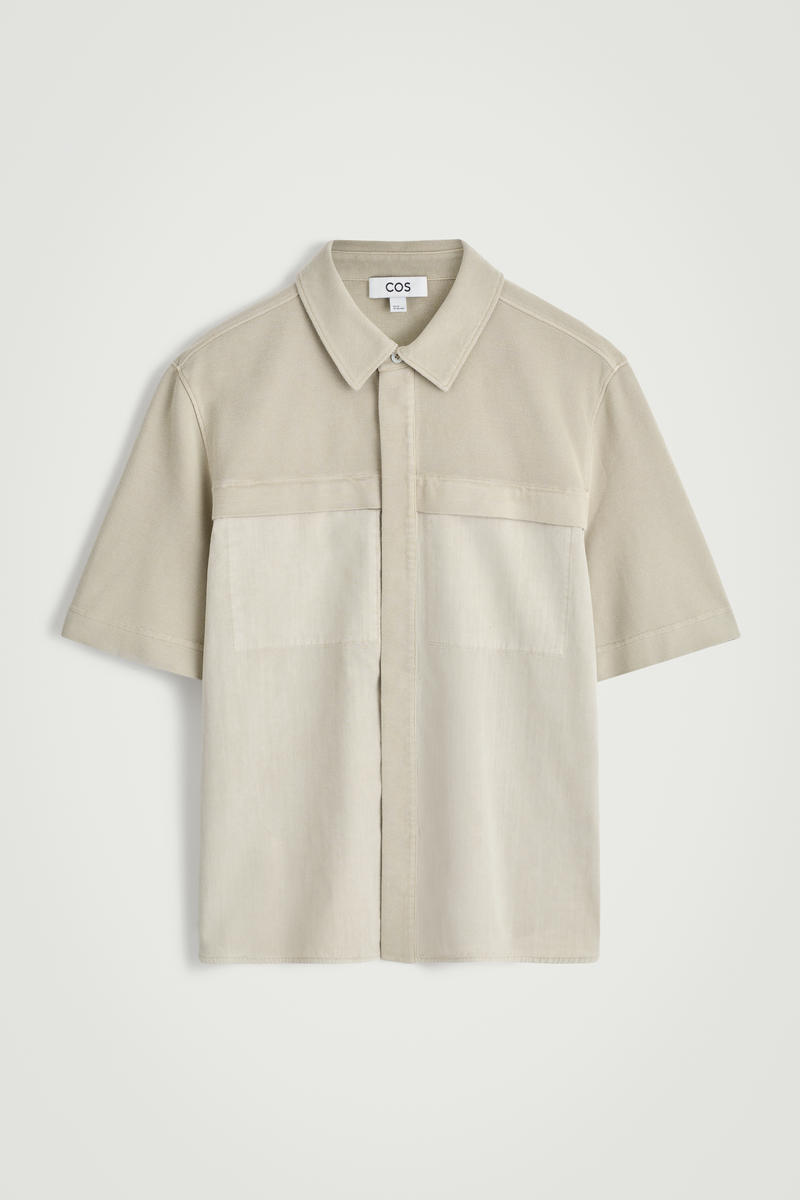 Garment-Dyed Paneled Shirt