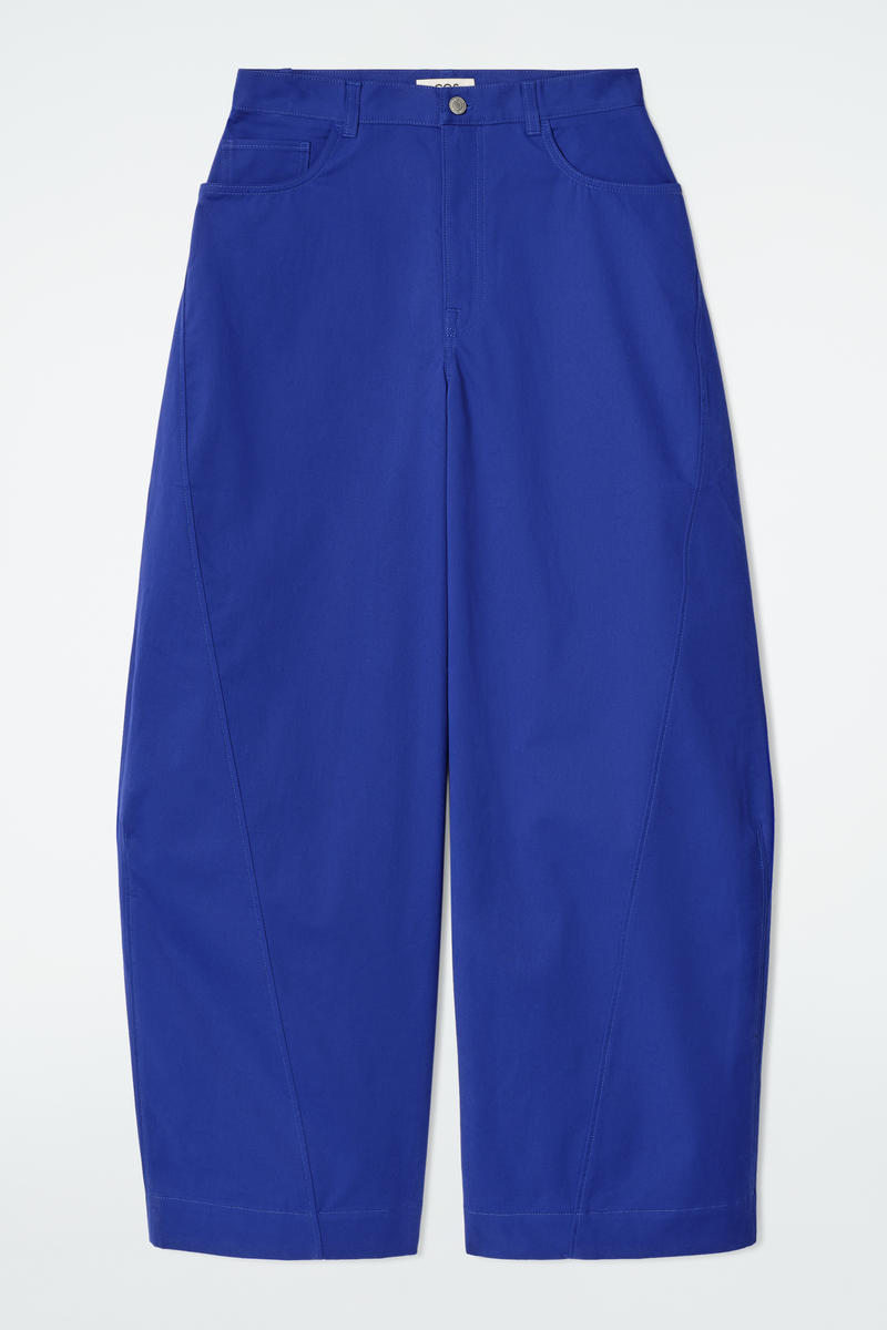 Deconstructed Cotton Barrel-Leg Pants