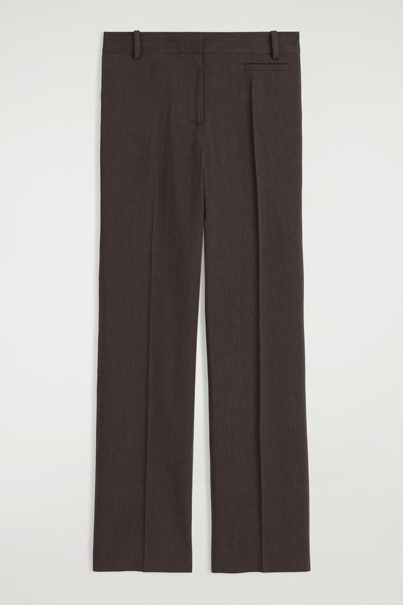 Tailored Linen Straight-Leg Pants