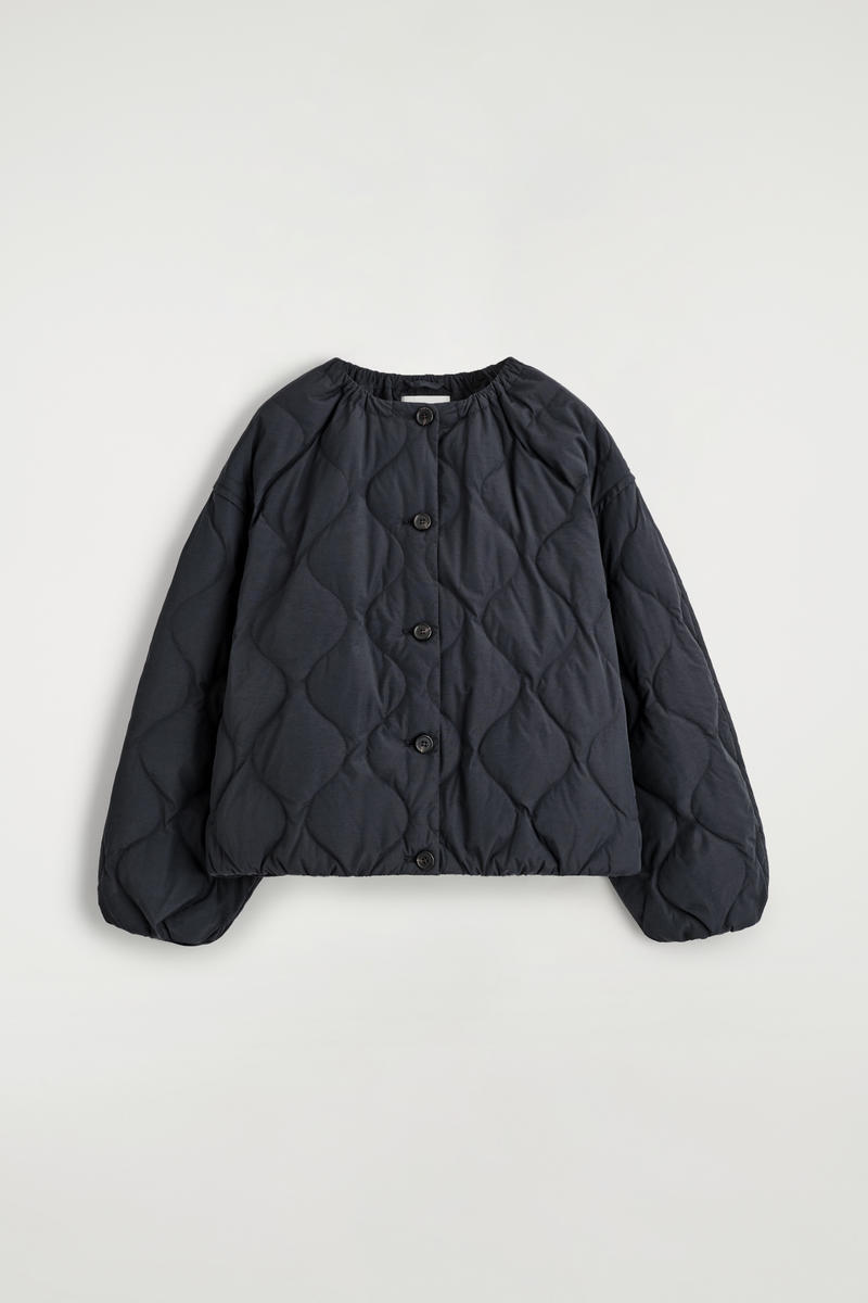 Gathered Quilted Down Jacket
