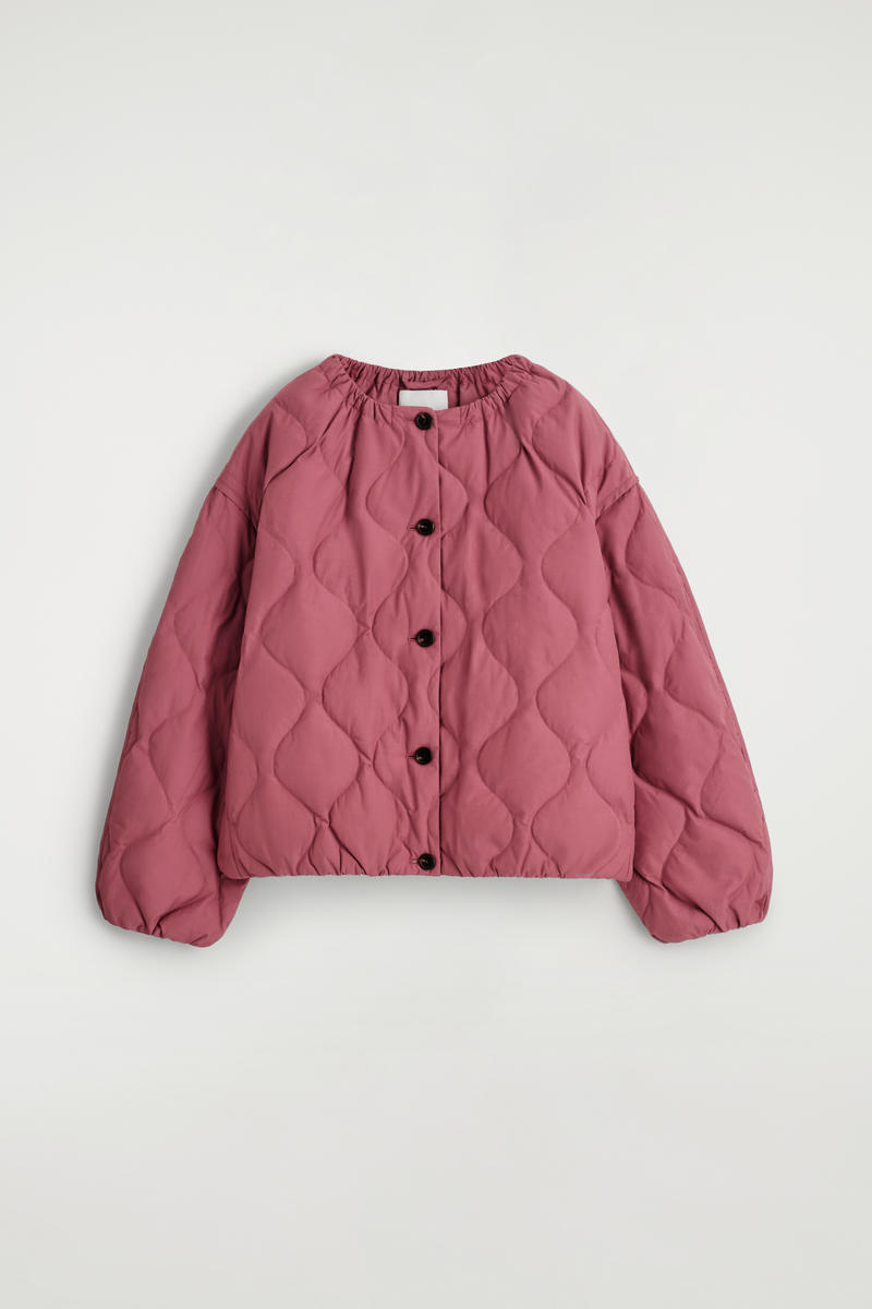 Gathered Quilted Down Jacket