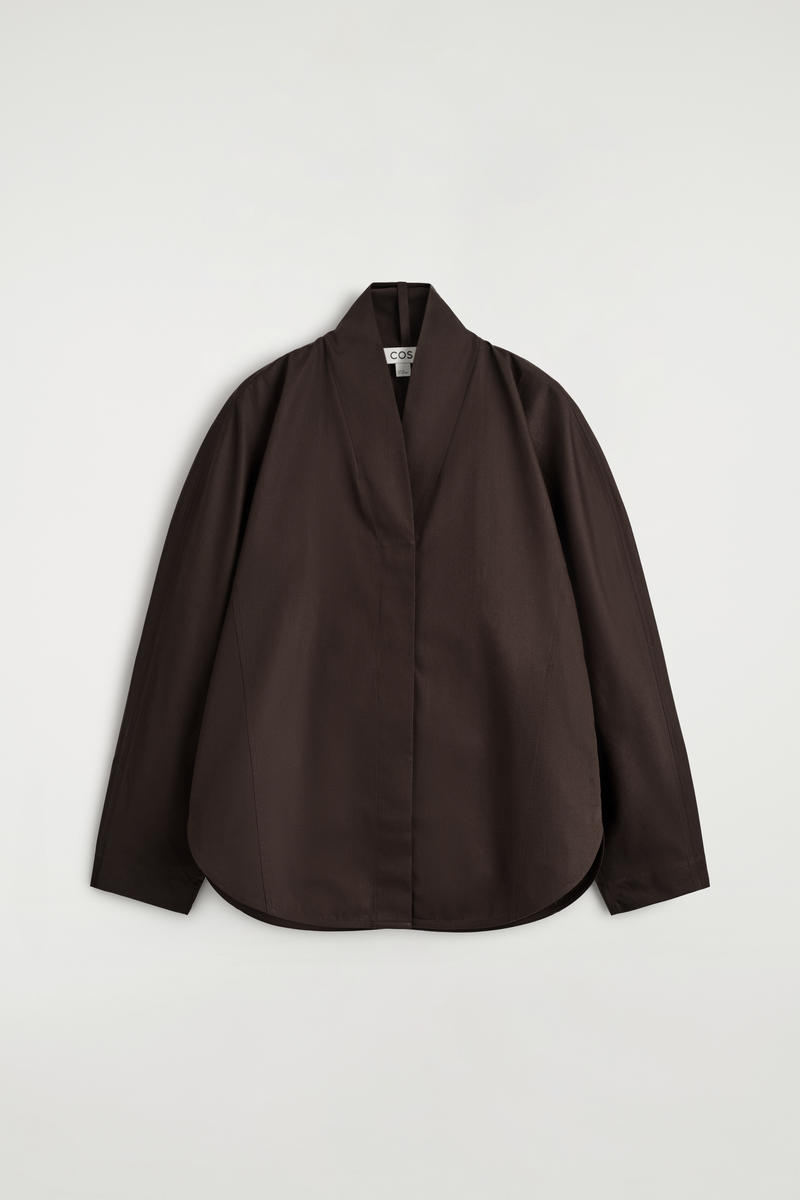 Shawl-Collar Cotton Blouse