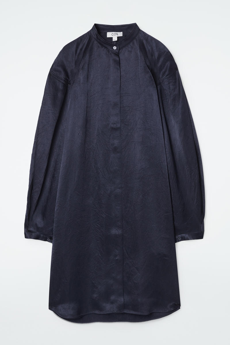Pleated-Detail Satin Midi Dress