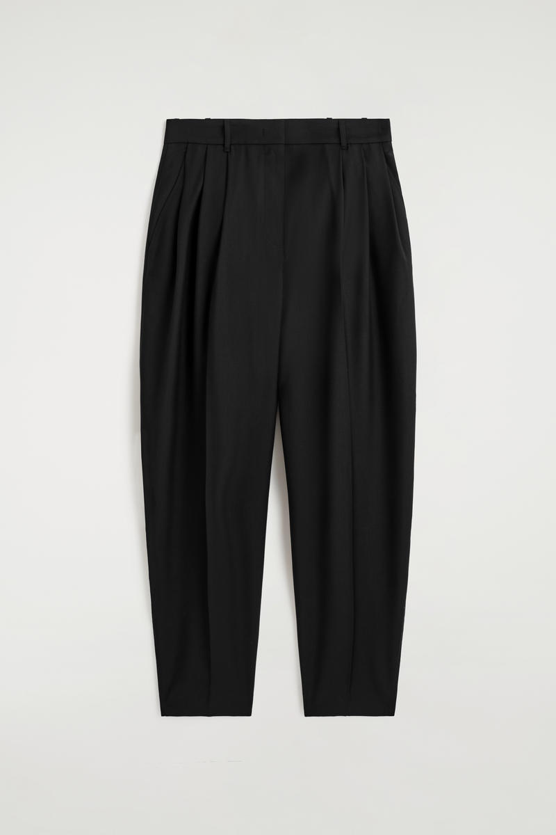 Pleated Wool-Blend Tulip Pants