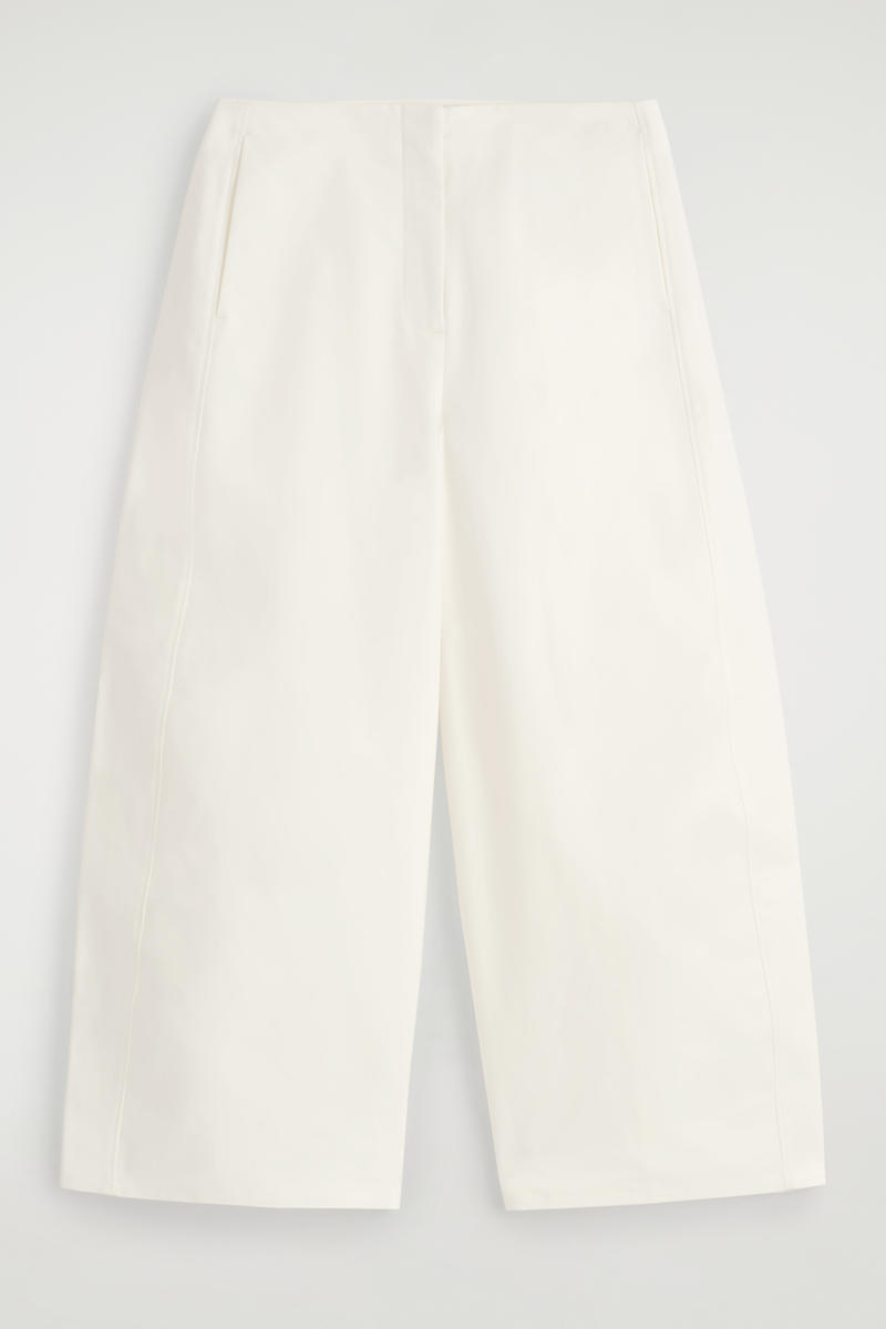 Cropped Barrel-Leg Cotton Pants
