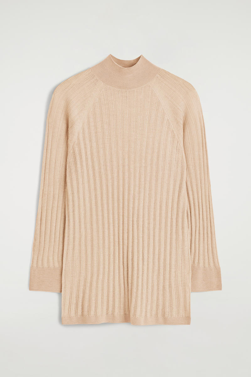 Sheer Ribbed-Knit Top