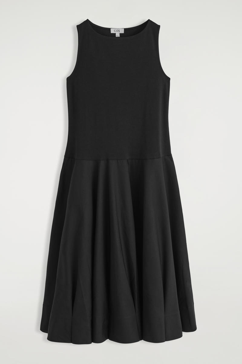 Boat-Neck Cotton A-Line Midi Dress