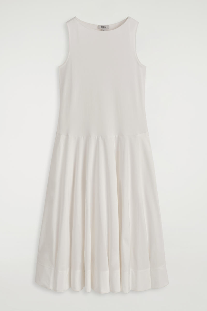 Boat-Neck Cotton A-Line Midi Dress