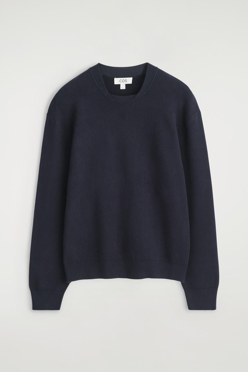 Double-Faced Bomber-Neck Knitted Sweater