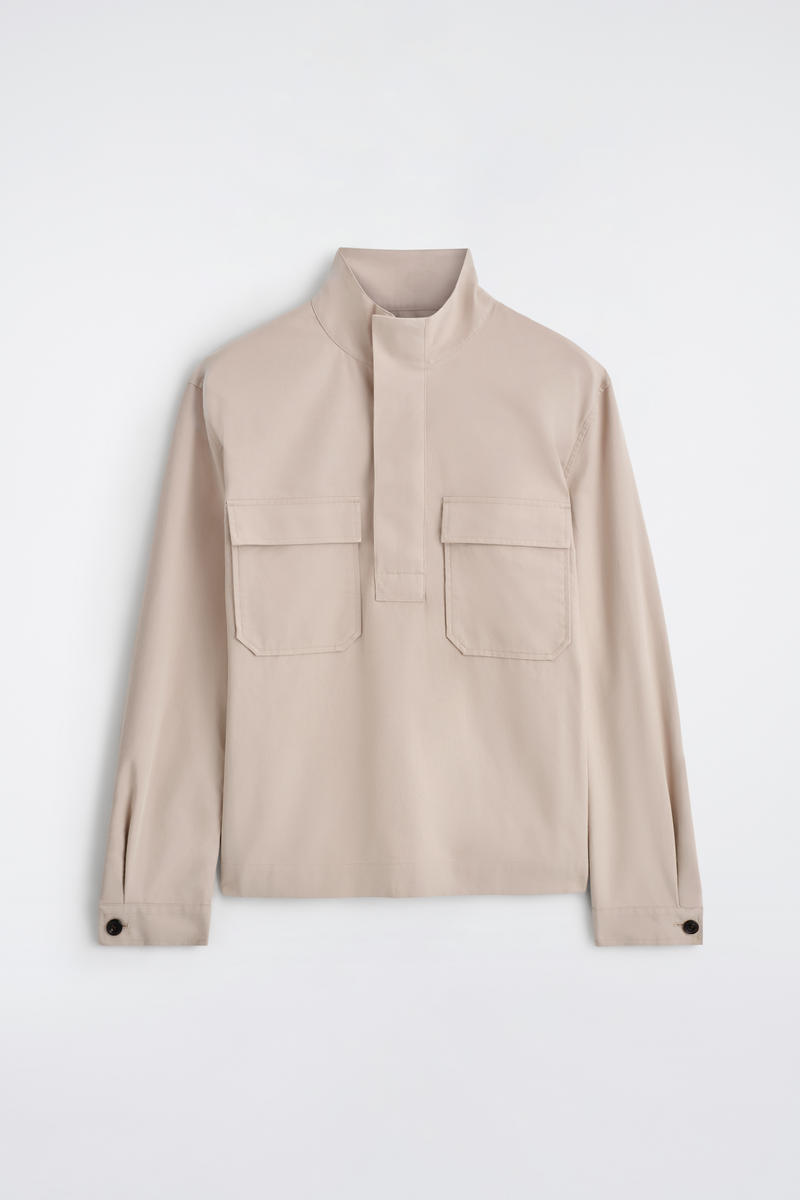 Cotton-Twill Half-Zip Overshirt