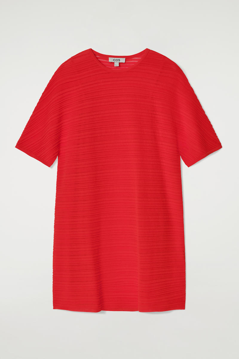 Pleated Knit Mini Dress