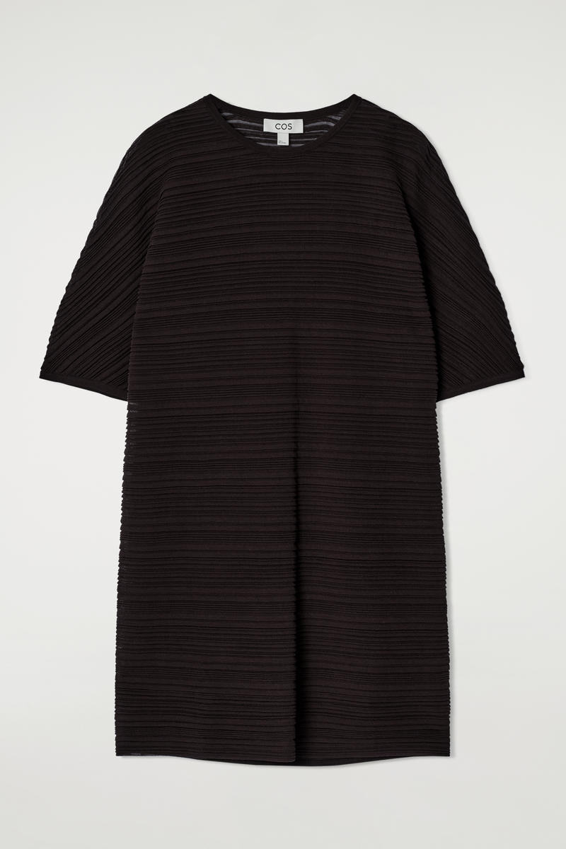 Pleated Knit Mini Dress