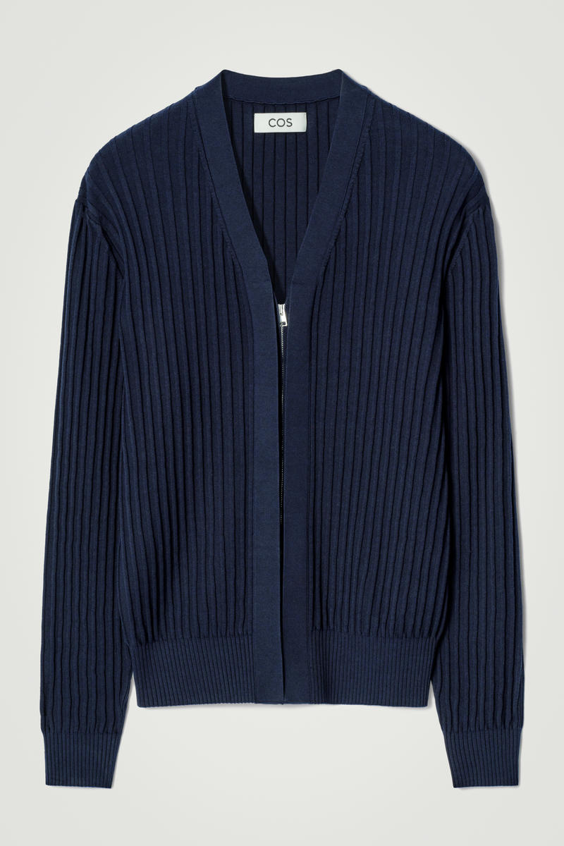 Silk-Cotton Zip-Up Cardigan