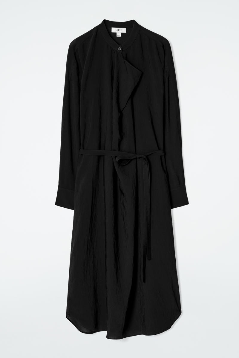 Draped Belted Midi Dress