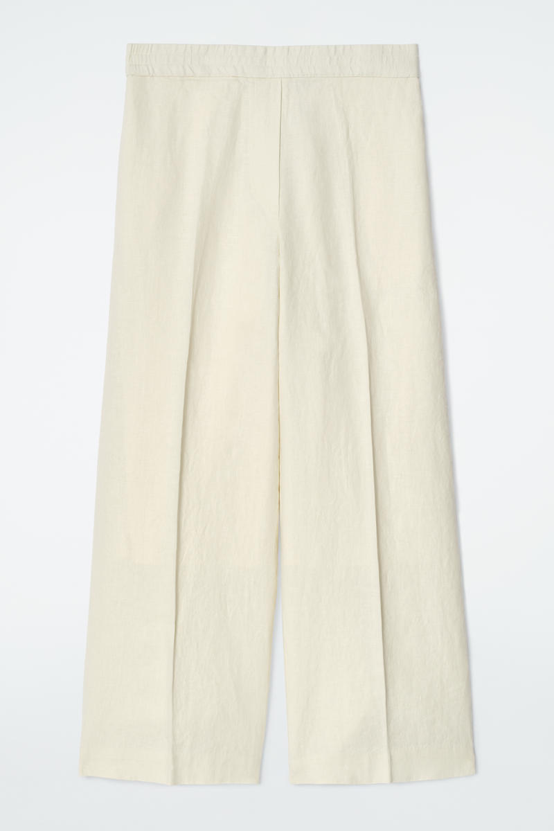 Straight-Leg Tailored Linen Pants
