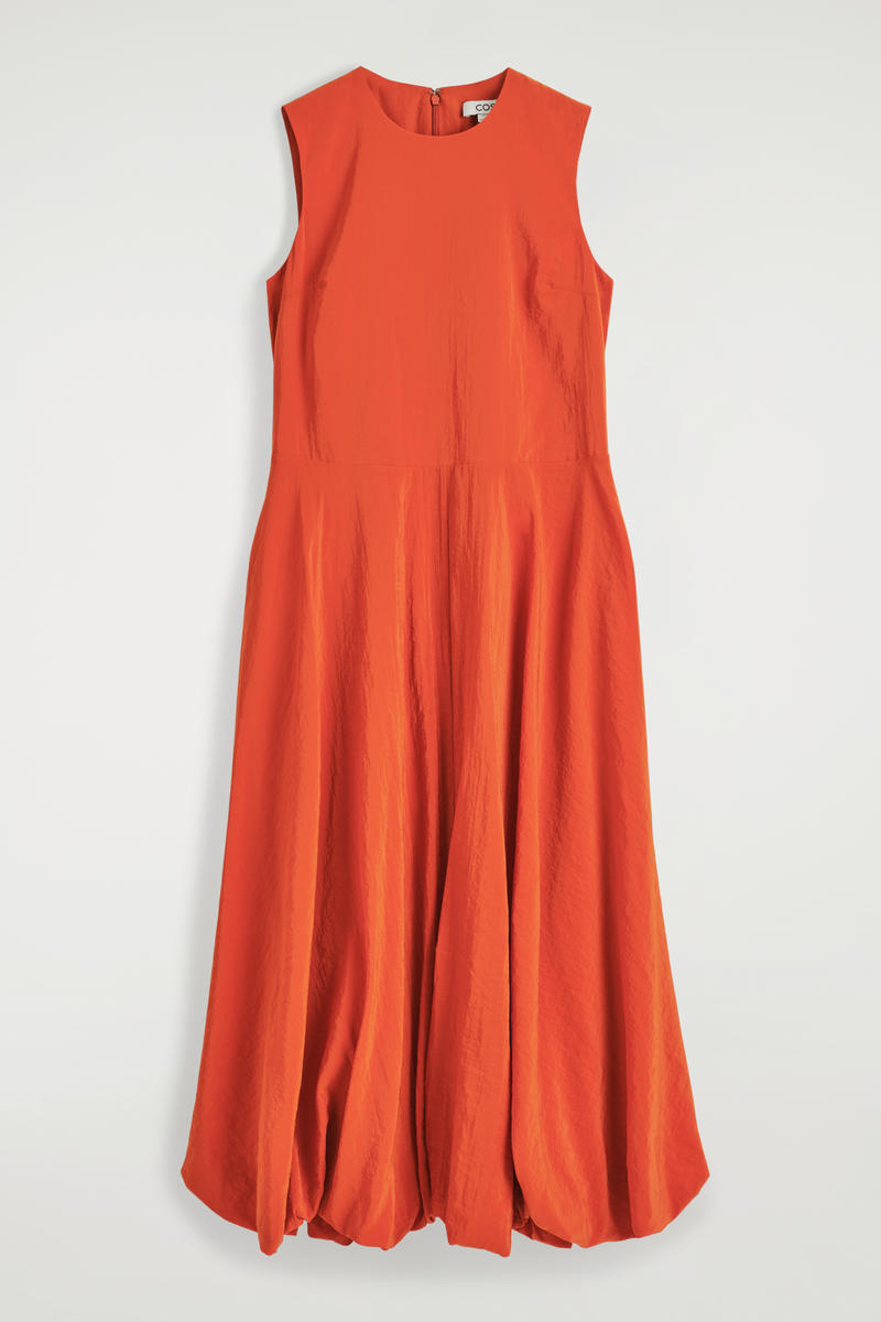 Sleeveless Bubble-Hem Midi Dress