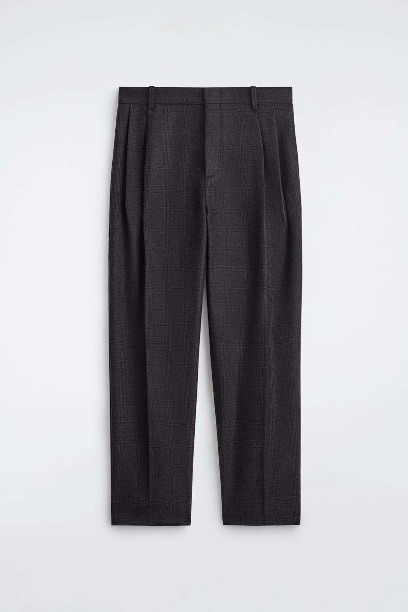 Pleated Wool Straight-Leg Trousers