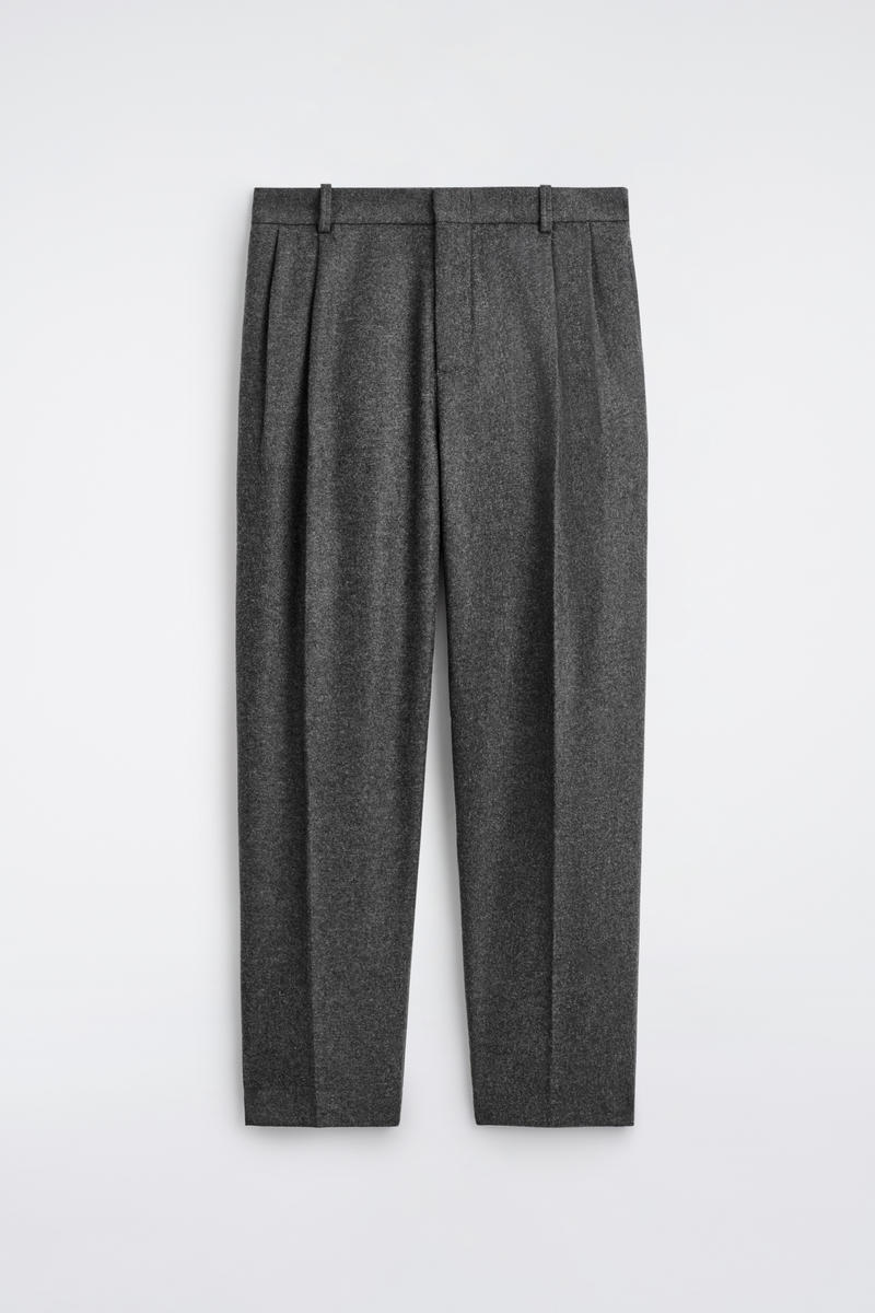 Pleated Wool Straight-Leg Trousers
