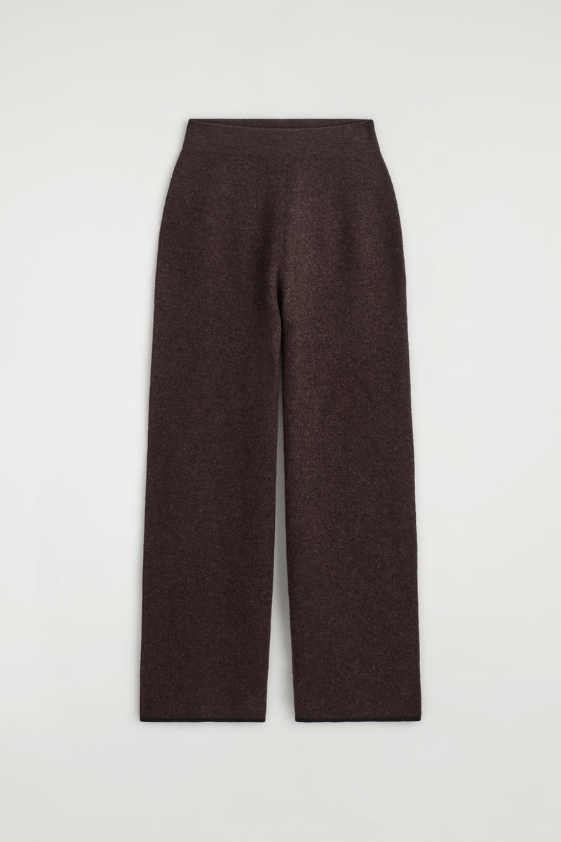 Boiled Merino Wool Wide-Leg Pants