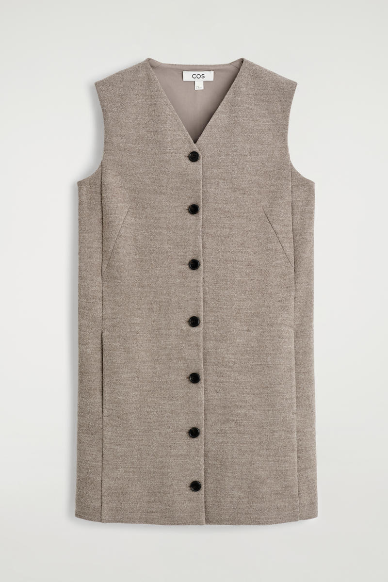 Merino Wool Buttoned Shift Mini Dress