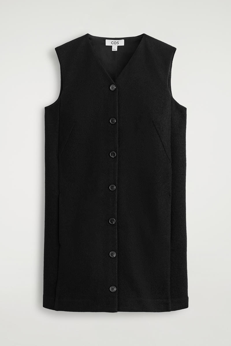 Merino Wool Buttoned Shift Mini Dress