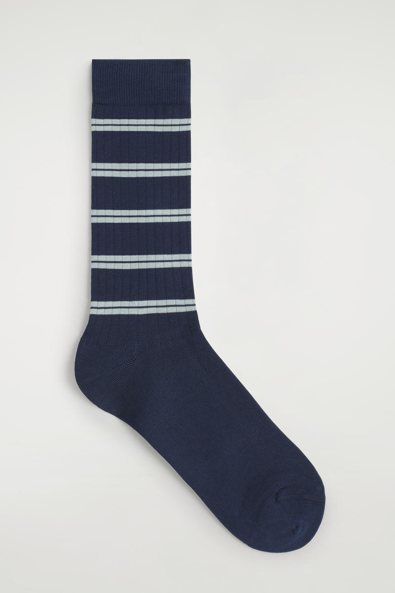 Striped Ribbed Cotton Socks