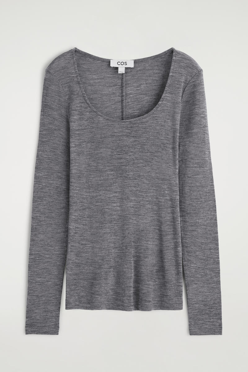 Merino Wool Scoop-Neck Top
