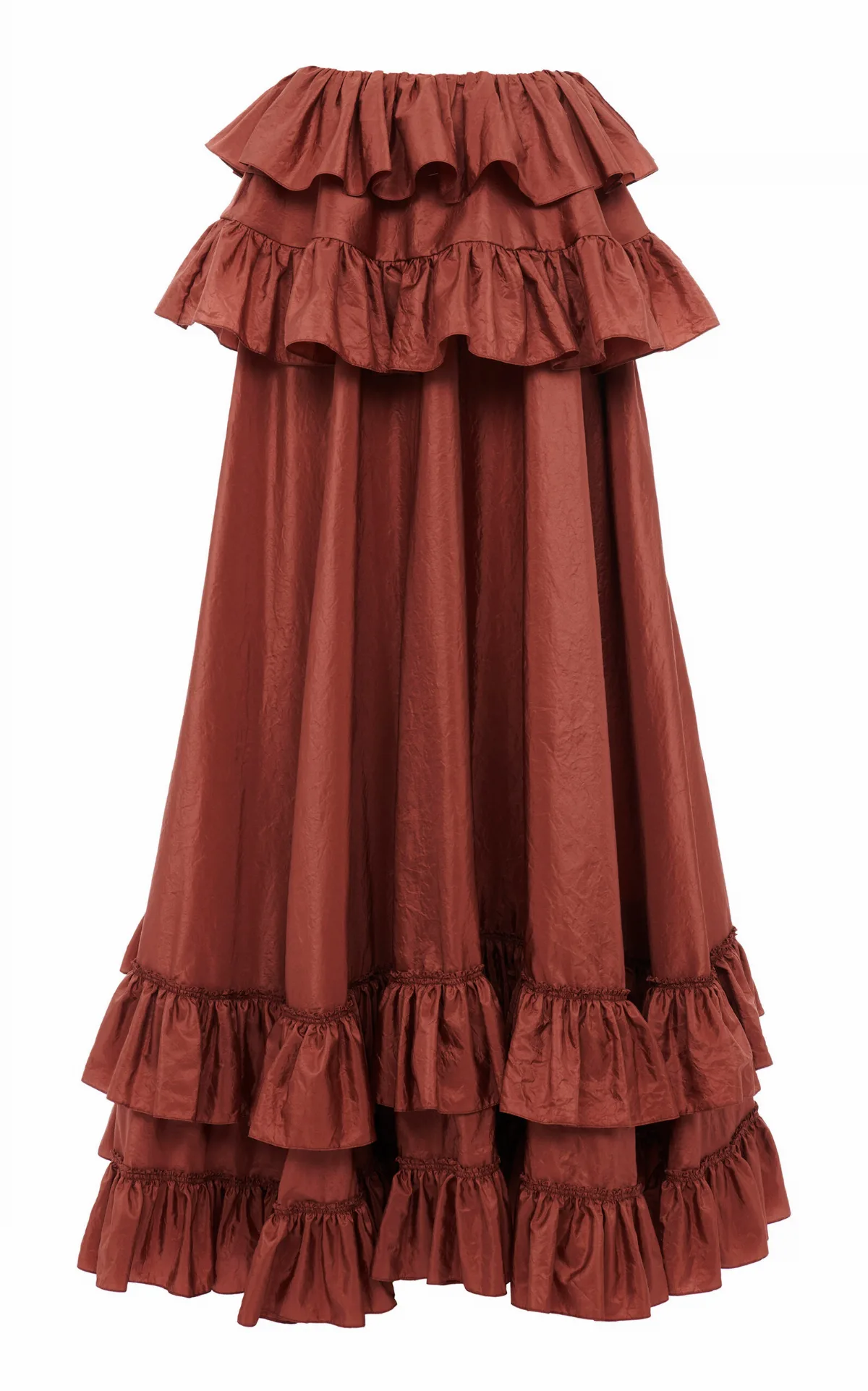 Ruffled Silk Taffeta Maxi Skirt