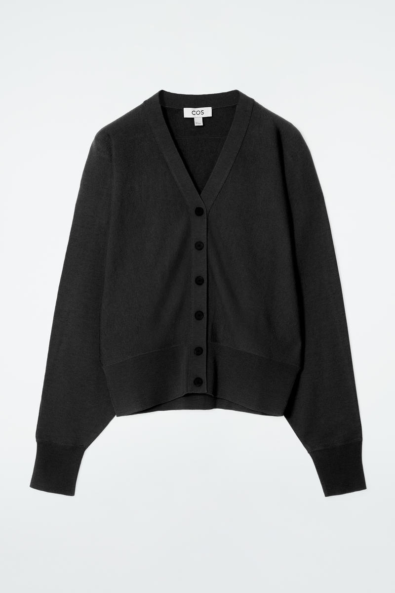 Batwing-Sleeve Merino Wool Cardigan