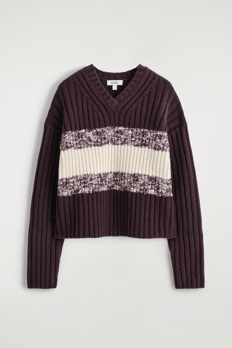 Textured Merino Wool V-Neck Sweater