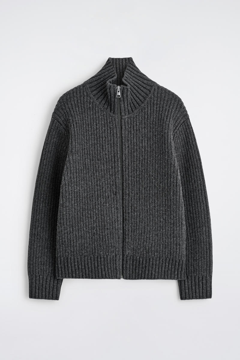 Funnel-Neck Knitted Wool Jacket by COS