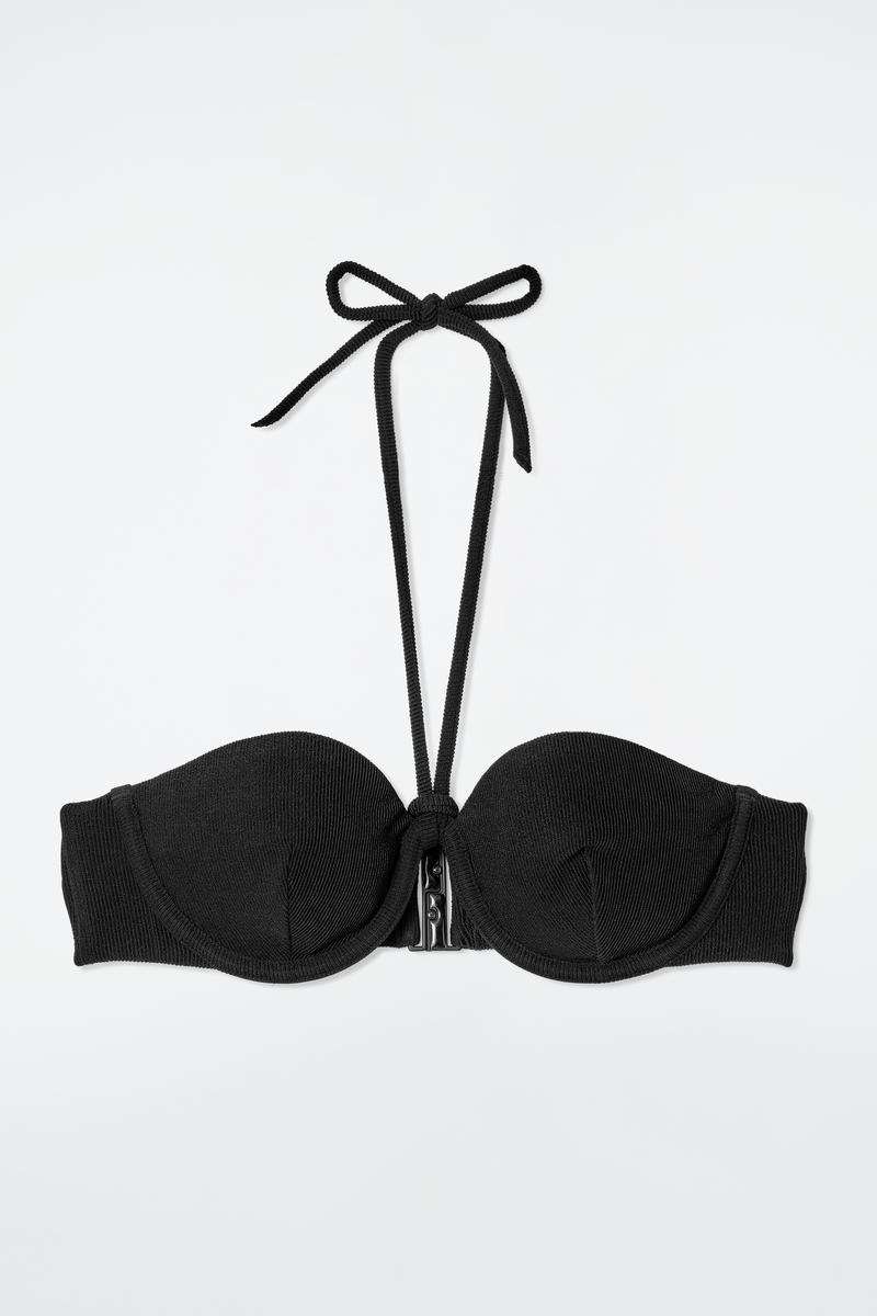 Ribbed Underwired Halterneck Bikini Top