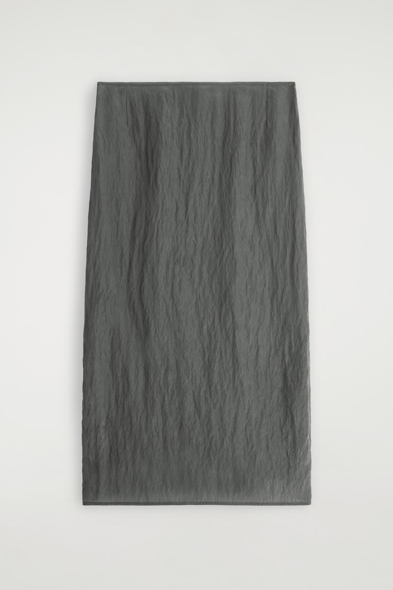 Crinkled-Satin Pencil Skirt