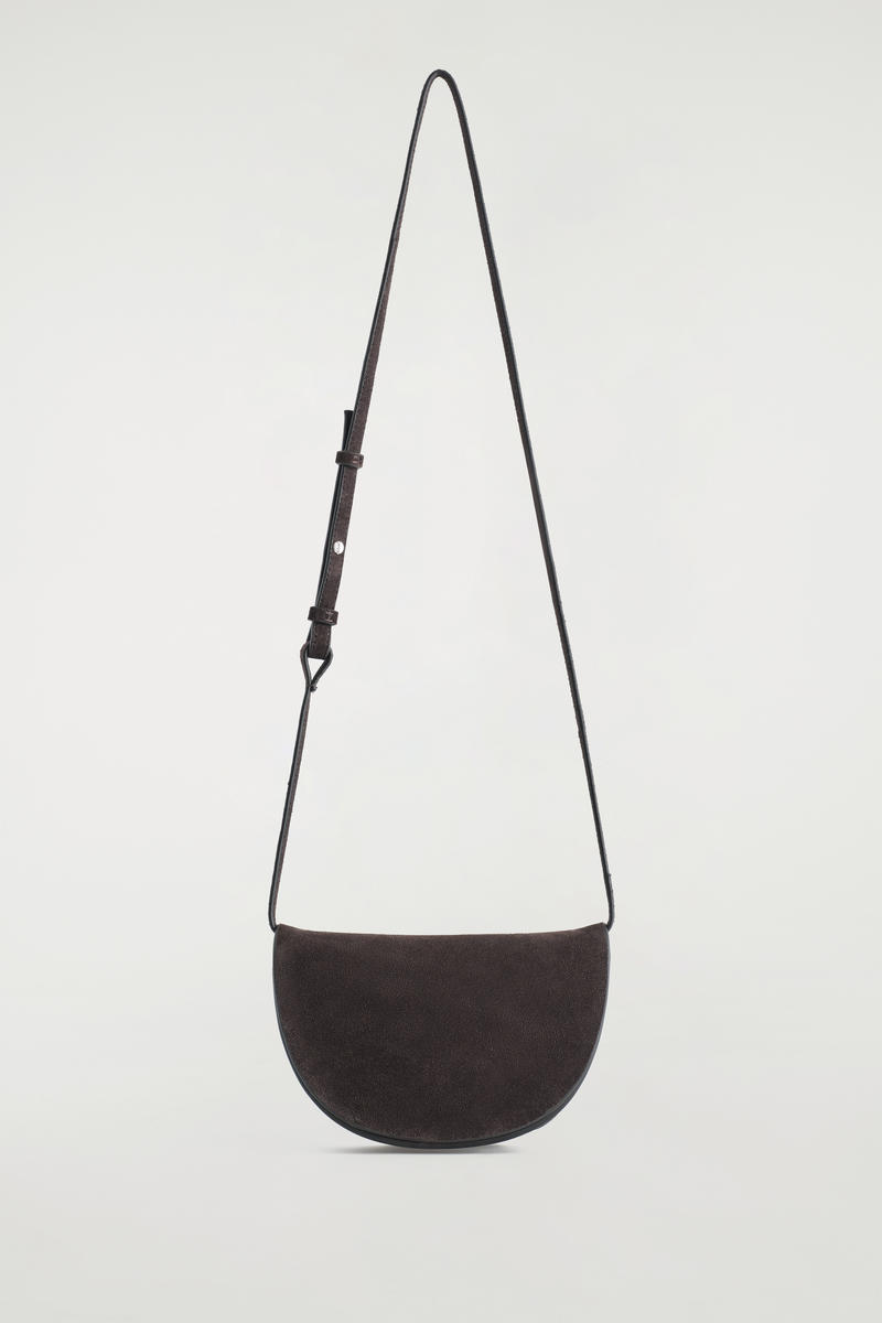 Curved Crossbody Bag - Suede
