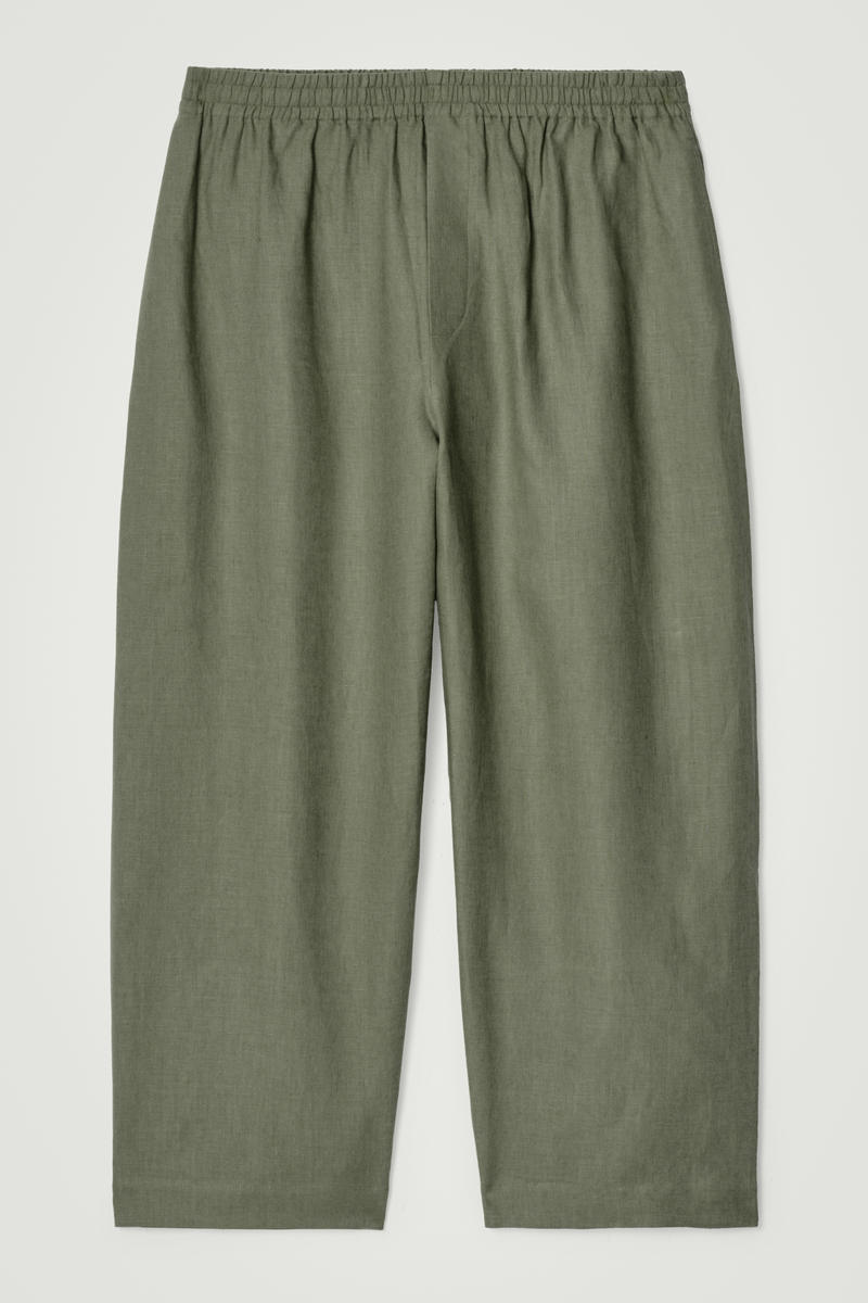 Elasticated Linen Wide-Leg Pants
