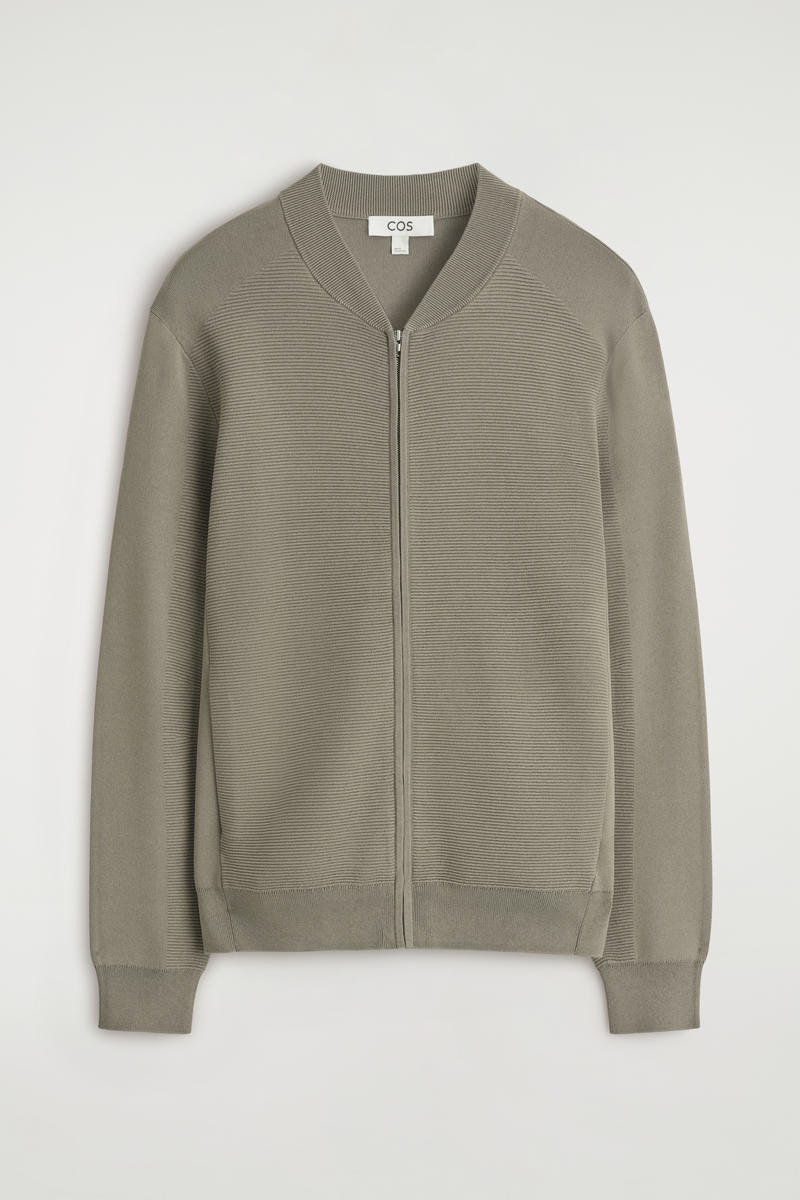 Textured Knitted Bomber Jacket