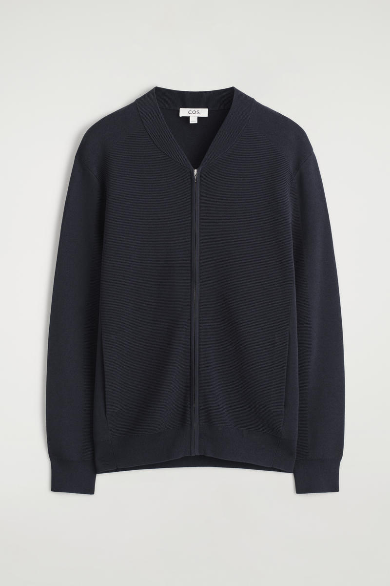 Textured Knitted Bomber Jacket