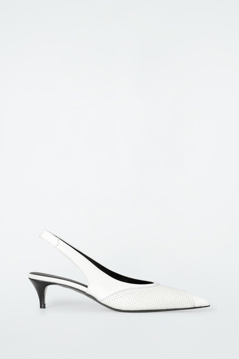Perforated Leather Slingback Heels