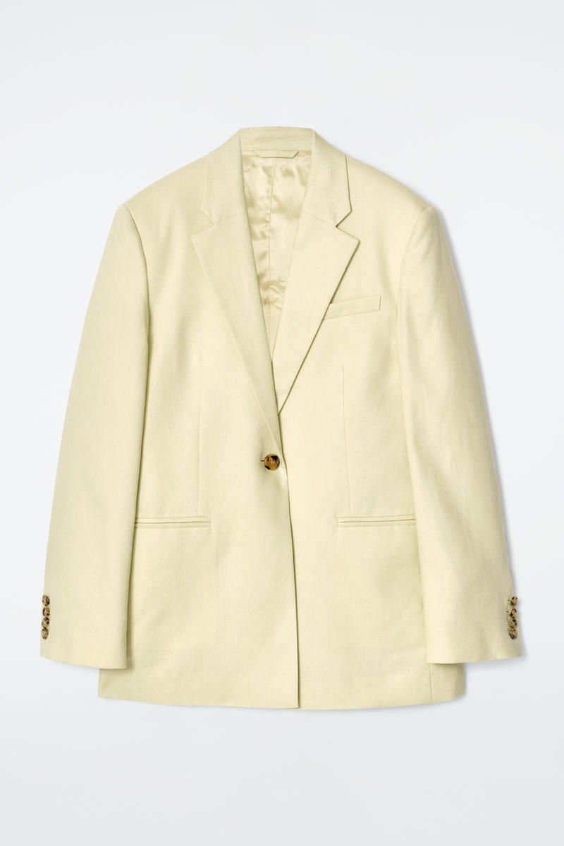 Regular Longline Linen-Blend Blazer