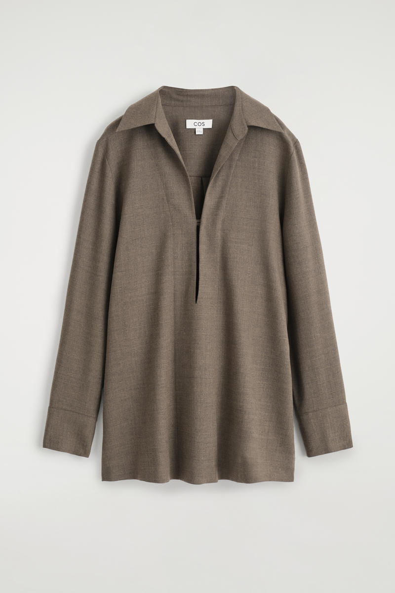 Open-Collar Wool-Blend Shirt