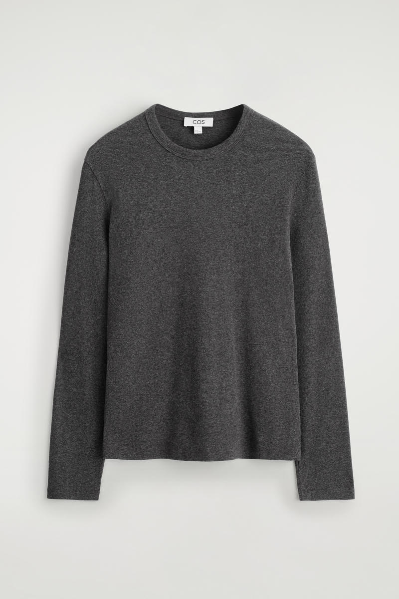 Slim Ribbed Cotton Long-Sleeved T-Shirt