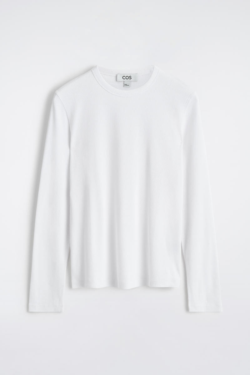 Slim Ribbed Cotton Long-Sleeved T-Shirt