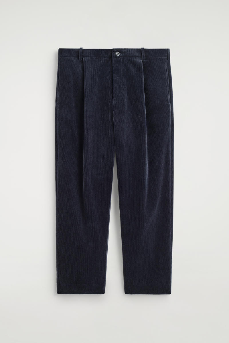Pleated Corduroy Straight-Leg Pants