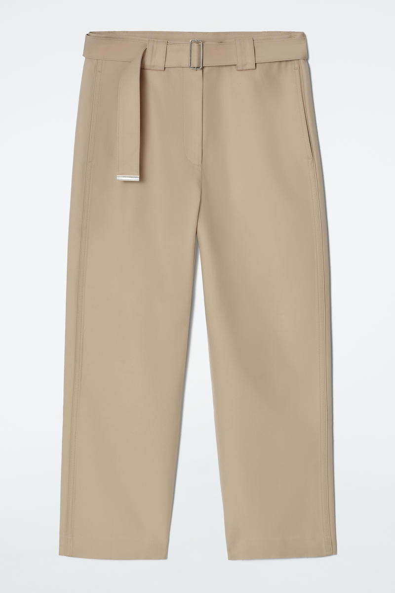 Belted Slim-Leg Pants