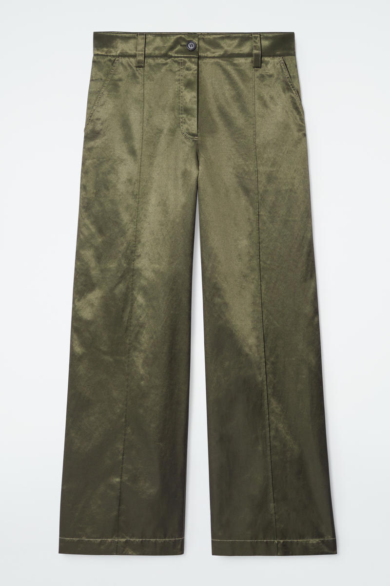 Pintucked Satin Utility Pants