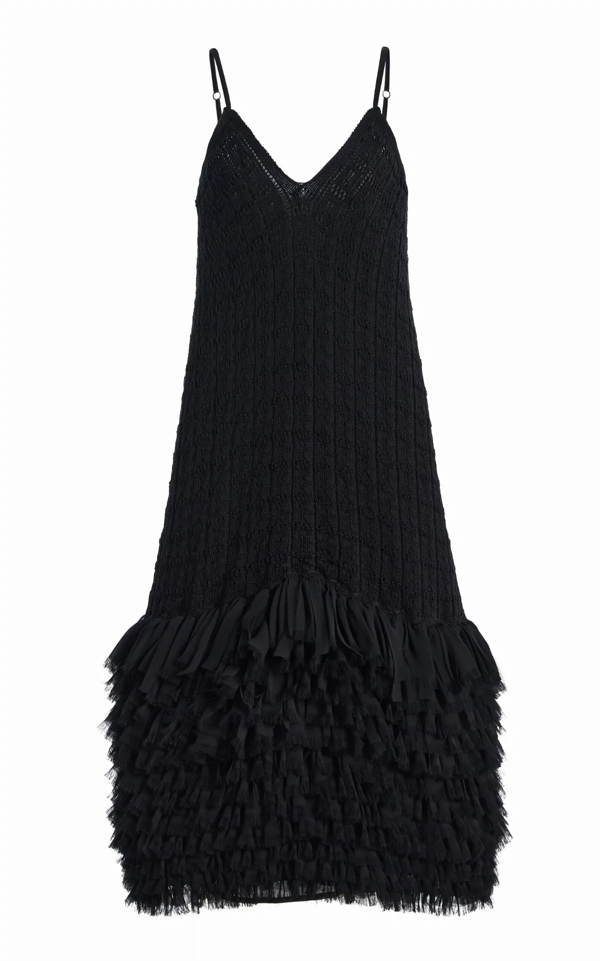 Hand-Embellished Fringe Cotton-Silk Dress